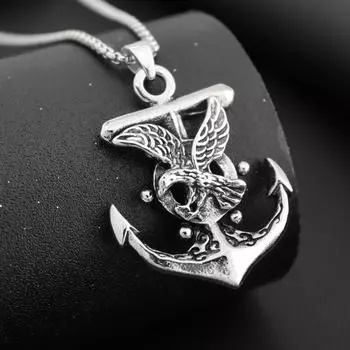 Личность ретро панк ожерелье рок темно-синий лодка якорь орел мужская мода тренд стиль пара хип-хоп кулон