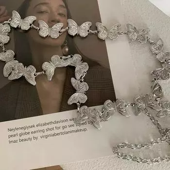 Индивидуальная серебряная цепочка на талию в виде бабочки для женщин и девушек, простая панк-металлическая цепочка на пояс для пояса
