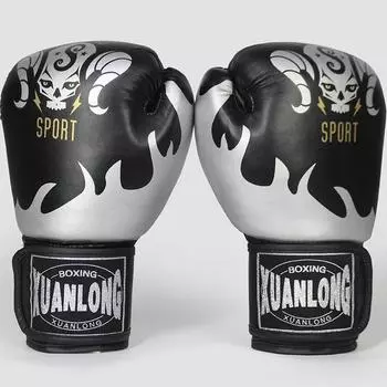 Personality Skull MMA Boxing Gloves for Men Adult Kick Boxing Gloves Boys Sanda Fighting Punching Gloves Muay Thai Mitten 10oz
