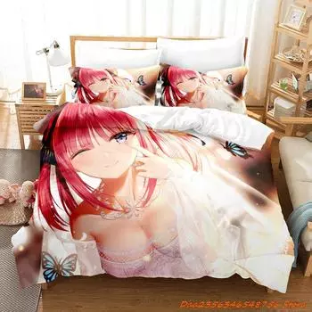 Personality The Quintessential Quintuplets Комплект постельного белья Single Twin Full Queen King Size Комплект постельного белья Adult Kid Bedroom Duvetcove AU Single(140x210cm)