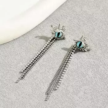 Personality trend sweet and cool hip hop style devil s eye earrings blue simple inlaid resin niche stud earrings