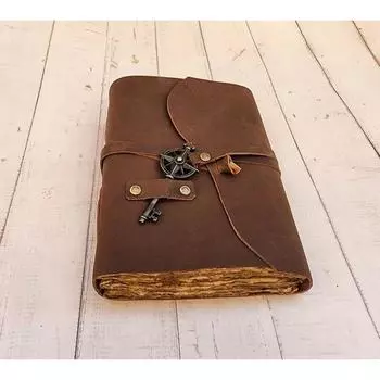 Персонализация журнала из натуральной кожи с индивидуальной гравировкой в подарок для женщин/мужчин ручной работы 7 x 5 in коричневый