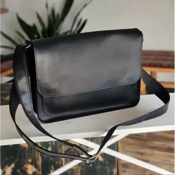 Personalized Black Leather Messenger Bag | Handcrafted Men’s Leather Bag | Elegant Business Laptop Case | Cozy Business Case | Leather case