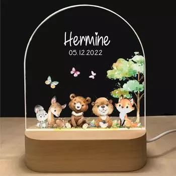 Personalized Children Animal Lamp Custom First Name 3D Night Light For Baby Kids Bedroom Home Decoration Birthday Christmas Gift Warm Light Base