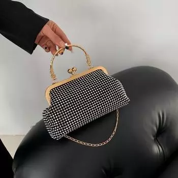 Personalized Clip Button Small Square Bag Fashion Handbag Buling Queen Bag Foreign Style Chain Shoulder Bag Messenger Bag серебряный