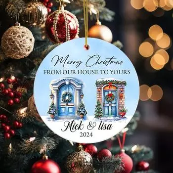 Personalized Couple Ornament 2024 Deer Ornament Keepsake Gift Custom Name Marry Keepsake Christmas Ornaments Decor