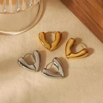 Personalized fashion earrings 18K gold stainless steel geometric heart earrings high-end earrings women