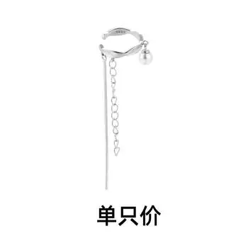 Personalized Fashionable Long Straight Stick Pearl Fringed Ear Clips Without Ear Piercings Women S Trend Chain Wave Clip Ear~ Han Copper