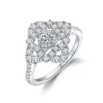 Personalized Flower Clover Zircon Ring Women S Premium S925 Silver Women S Ring US size 5 # белого золота