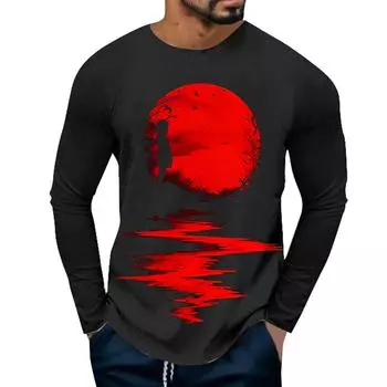 Personalized Handprint 3D Digital Printing Men s Long-sleeved T-shirt Versatile Fashion Top S
