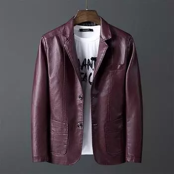 Personalized Jacket Leather Coat Korean Style Slim Leather Suit Handsome Men s Leather Jacket Trendy Men s Suit Clothes M