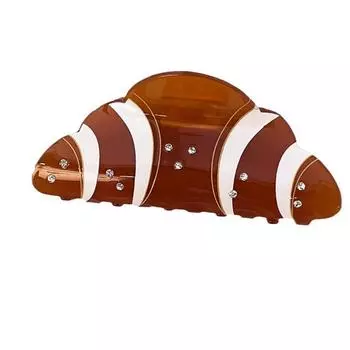 Personalized Korean Style Croissant Hair Claw Coffee Headwear French Diamond Crab Clip Funny Kawaii Acetic Acid Shark Clip Daily