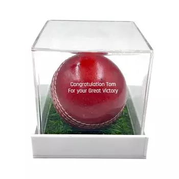 Персонализированный кожаный мяч (красный), Стандартный размер 1 шт. Ваш текст на шаре с акриловой коробкой для демонстрации
