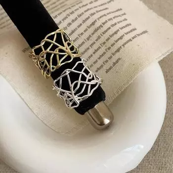 Personalized Line Weaving Hollow Wide Face Ring Women S Niche Design Sense Fashion Temperament Versatile Ring Ring