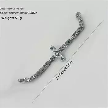 Personalized Man trendy Fashion Thick Stainless Steel Cross Bracelet With 8mm Thick Emperor Chain Accessories
