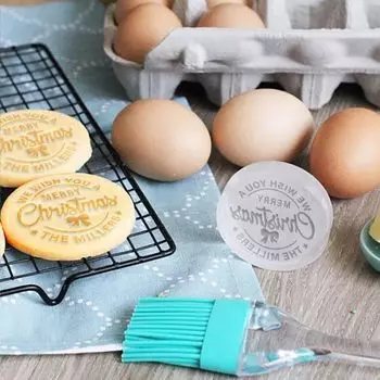 Personalized Merry Christmas Cookie Stamp Mold 3D Raised Design For Baking Cookie Stamps Suitable