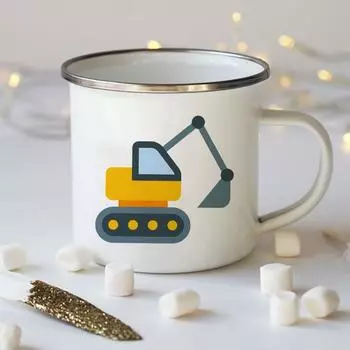 Персонализированная кружка для кофе с рисунком экскаватора Креативная эмалевая кружка для воды Оригинальные кружки Друзья Кофейные чашки для сублимации Cupshe 360ml