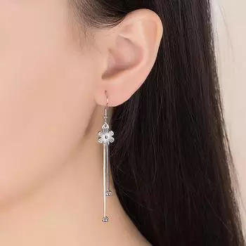 Персонализированные национальные модные цветочные кисточки средней длины простые элегантные милые посеребренные серьги-кольца с бриллиантами сливовые серьги для женщин