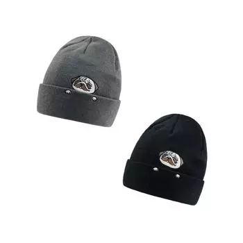 Персонализированная шерстяная шапка с вышитым щенком, женская теплая холодная шапка, мужская модная брендовая черная вязаная шапка-пуловер серый