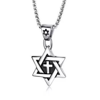Personalized Retro Hexagram Men S Titanium Steel Pendant Necklace