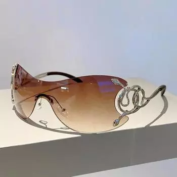 Personalized Rimless One-Piece Spirit Snake Temple Sunglasses Technology Sense Funny Sunglasses