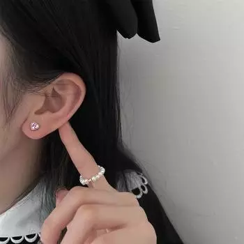 Personalized splicing long love stud earrings 925 sterling silver fashion temperament girls ins cold wind niche jewelry