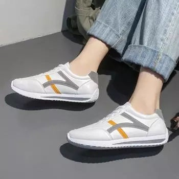 Personalized Striped Color Blocking Fashionable Women s Sports Shoes 2024 New Comfortable and Lightweight Casual Women s Shoes 35 синий