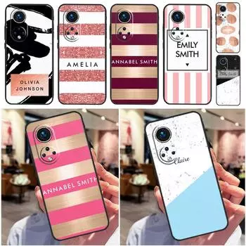 ПЕРСОНАЛИЗИРОВАННЫЙ ИМЕННЫЙ ИНИЦИАЛЫ ПОЛОСЫ Чехол для Huawei P30 P50 Pro P40 P20 Lite P Smart 2019 Nova 5T Honor 70 50 80 X8 X9 Чехол Huawei P30 Lite