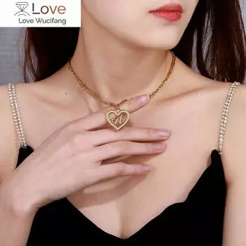 Персонализированная 18-каратная пластина из золота с сердечком и начальной буквой, подвеска в виде алфавита A-Z, ожерелье с подвеской, ювелирные изделия из нержавеющей стали для женщин 45cm золотой