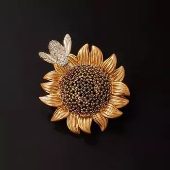 Персонализированная брошь-подсолнух в виде пчелы, изысканная женская брошь-подсолнух, брошь в стиле нишевого дизайна, костюм и аксессуары