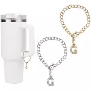 Персонализированная цепочка-ручка для стакана с водой, металлическая подвеска с буквой для идентификации, брелок Style 24