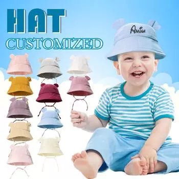 Персонализированная детская однотонная шапка с вышивкой в виде рыбака One Size