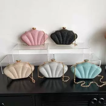 Персонализированная дизайнерская сумка-ракушка для женщин, летняя трендовая фактура, сумка для ужина, повседневная сумка-мессенджер с цепочкой в иностранном стиле золотой