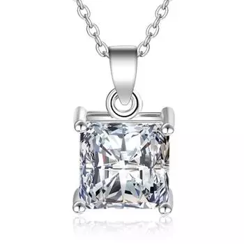 Персонализированная геометрическая квадратная серебряная подвеска Love Star, женское короткое ожерелье с простым циркониевым кулоном