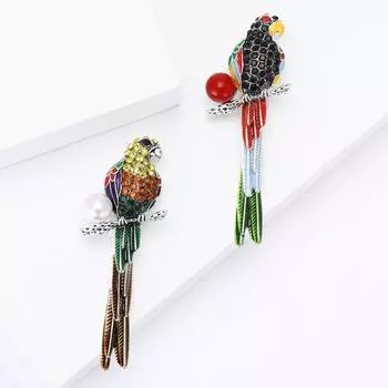Персонализированная и креативная брошь в виде попугая из сплава со стразами, изысканная и универсальная женская брошь для кардигана, корсажа, ювелирное украшение