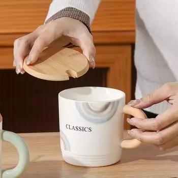 Персонализированная и креативная керамическая кружка с геометрическим узором в японском стиле для домашнего офиса с молоком и кофе 380ml