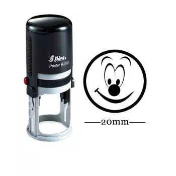 Персонализированная индивидуальная блестящая резиновая мини-штамп 20 мм HAPPY SMILEY Round Self Inking Kids Teacher Impression Area: 20 mm чёрный