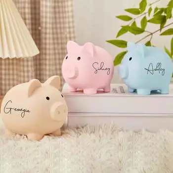 Персонализированная Копилка с именем, индивидуальная копилка для детей, детский подарок на день рождения, декор детской комнаты, подарок для мальчиков розовый