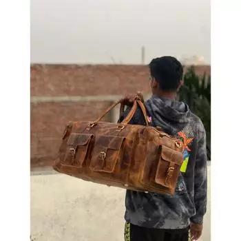 Персонализированная кожаная спортивная сумка, кожаная сумка для выходных ручной работы, спортивная сумка, спортивная сумка для отпуска, дорожная сумка, ночная сумка, кожаная дорожная сумка 24 x 12 x 11 in коричневый