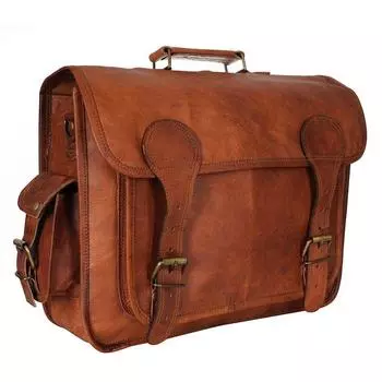 Персонализированная кожаная сумка для ноутбука/портфель | Мягкие отделения для ноутбука | Регулируемые ремни | Сумка для ноутбука 17 x 13 x 5 in коричневый