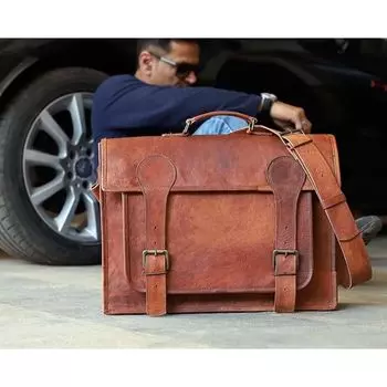 Персонализированная кожаная сумка-мессенджер Кожаная сумка для ноутбука Кожаный портфель Сумка в деревенском стиле Кожаная сумка через плечо для мужчин и женщин в подарок 12 x 16 x 5 in коричневый
