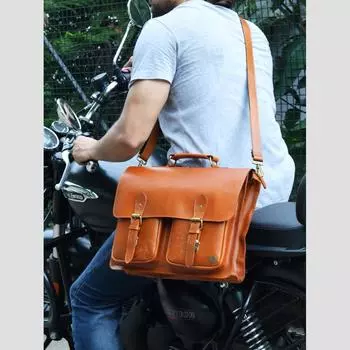 Персонализированная кожаная сумка-мессенджер | Кожаная сумка ручной работы с плечевыми ремнями | Мужской рабочий портфель для ноутбука 15 дюймов | Подарки для него