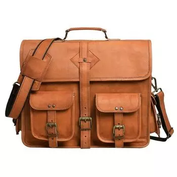 Персонализированная кожаная сумка-мессенджер, портфель для ноутбука, кожаная сумка для ноутбука, сумка для ноутбука MacBook Офисная сумка для мужчин Сумка для ноутбука Мужская большая сумка 18 x 13 x 5 in коричневый
