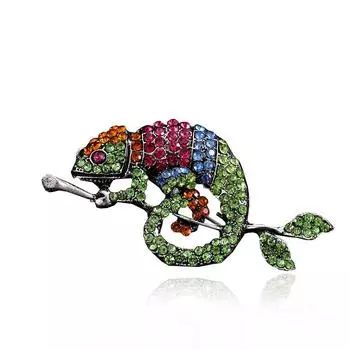 Персонализированная креативная брошь-хамелеон из сплава с бриллиантами, универсальная булавка в виде животного, модные аксессуары для одежды