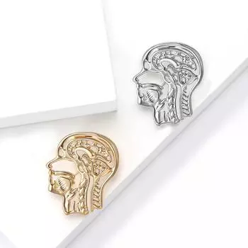 Персонализированная креативная брошь из сплава с гальваническим покрытием в виде головы, простая модная мужская и женская одежда, ювелирное украшение на корсаж