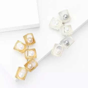 Персонализированная креативная брошь из сплава с жемчугом и тупым золотом, квадратная, высокого класса, темпераментная, мужская и женская одежда, корсаж, ювелирные изделия, булавка