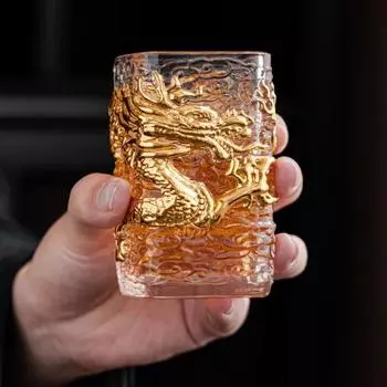 Персонализированная креативная стеклянная чашка для чая Golden Dragon Cup Термостойкая стеклянная чашка Master Single 51-100ml
