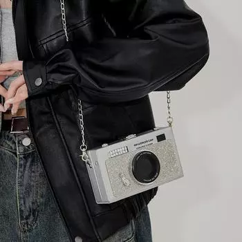 Персонализированная креативная сумка для камеры, новая трендовая сумка на цепочке 2024 года, сумка-мессенджер для знаменитостей из Интернета чёрный