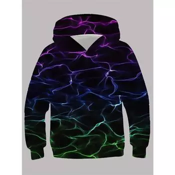 Персонализированная крутая толстовка с капюшоном для мальчиков с 3D-печатью, весна и осень 2024 г., новая детская толстовка с рисунком для детей среднего и большого размера, верхняя толстовка 100