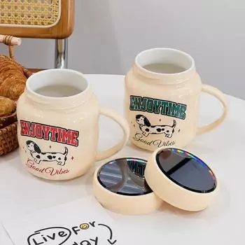 Персонализированная кружка сувенирная мультяшная чашка для воды высокая, удобная для девочек чашка с крышкой домашняя керамическая чашка милый костюм 478ML